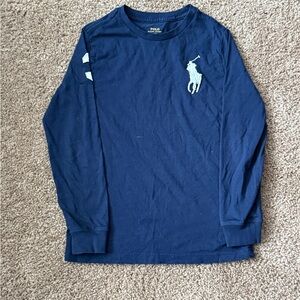 Polo by Ralph Lauren Navy Long Sleeve Tee with White Pony Logo